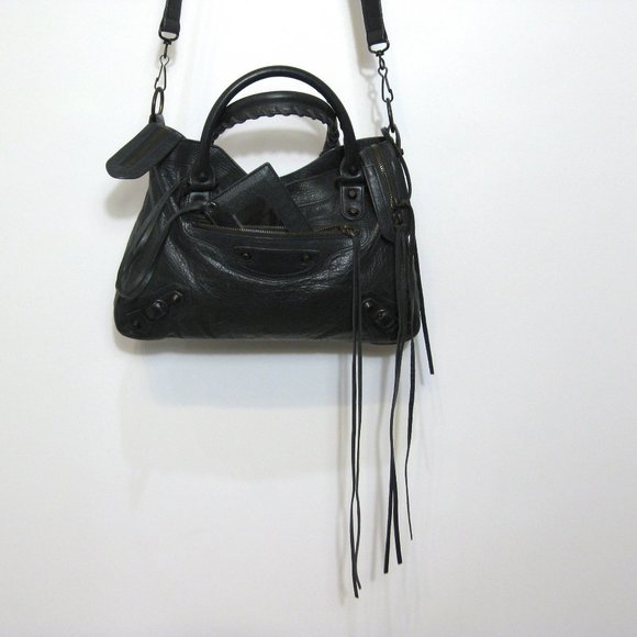 BALENCIAGA Gray Anthracite Town Crossbody Leather Bag - Picture 14 of 15